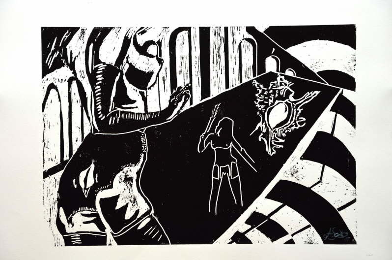The perfumed garden of Giorgio de Chirico(Holzschnitt, 2015